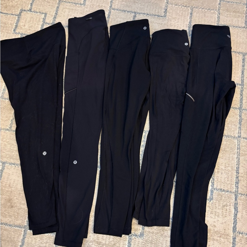 Lot of 5 - 4 Lululemon- 1 Athleta Black Leggings Size 6
